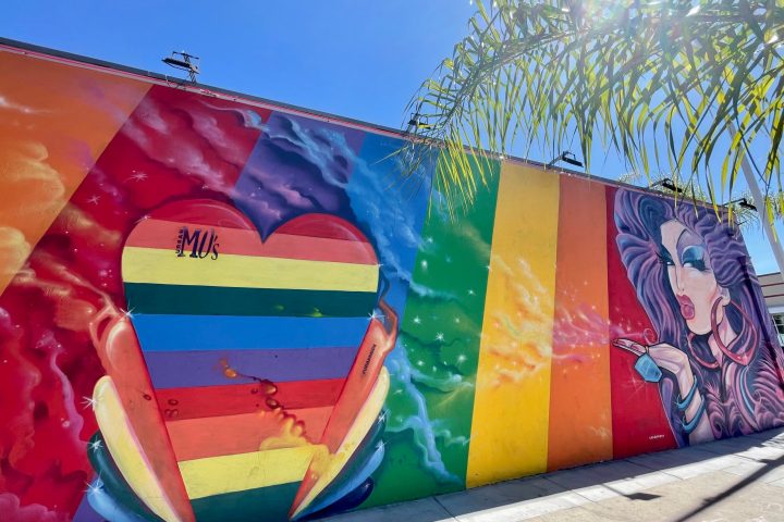 a close up of a painted wall