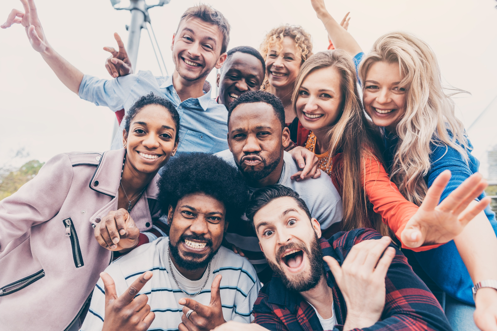 a group of people posing for the camera