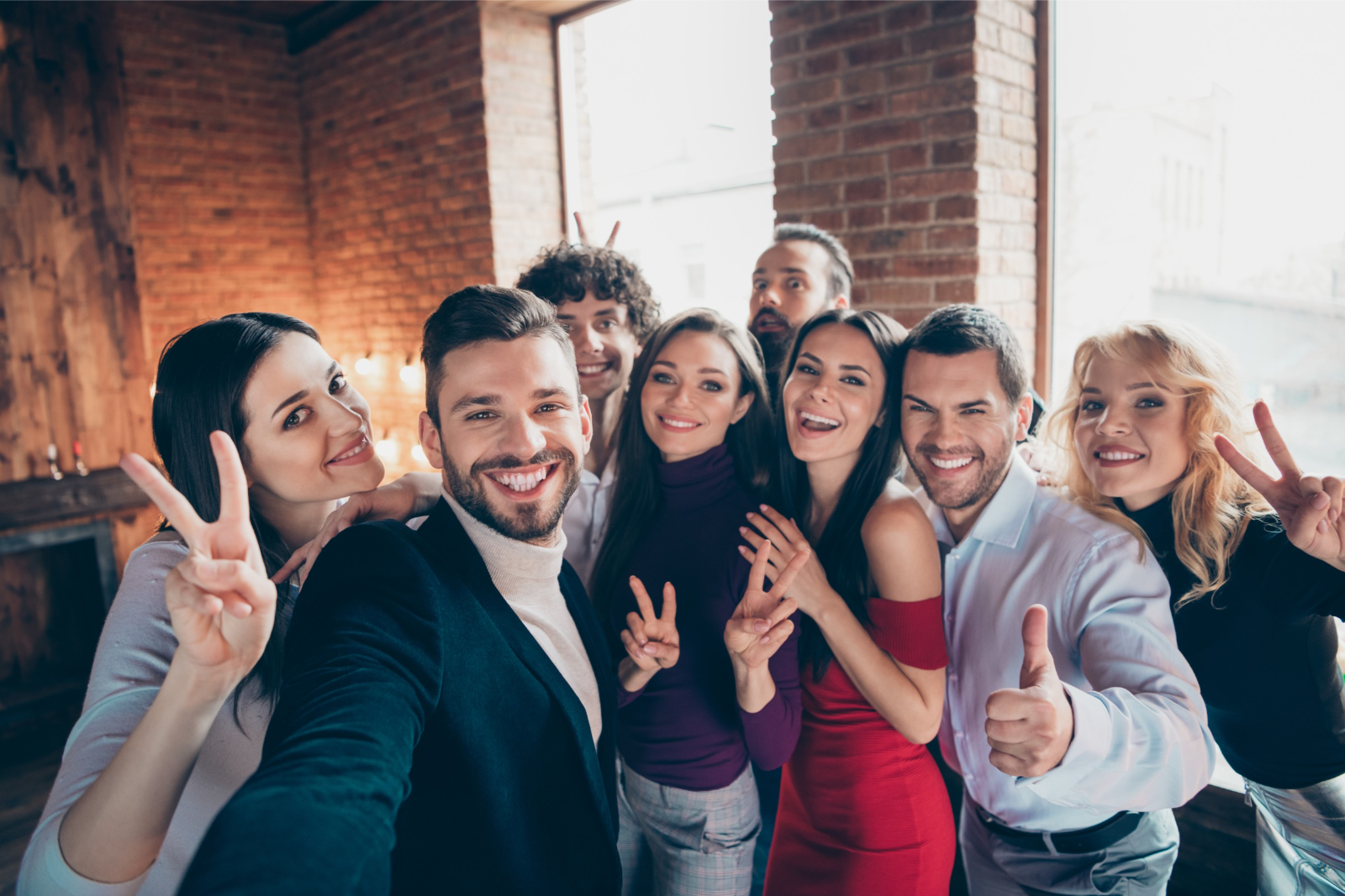 a group of people posing for a photo